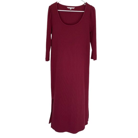 The NINES by Hatch Burgundy Ribbed Jersey Maternity 3/4 Sleeve Dress Size Large - Picture 1 of 8